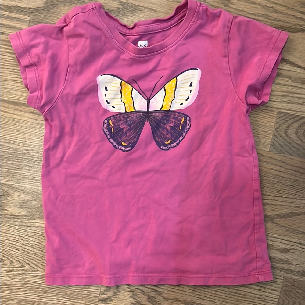Tea Collection Pink and Yellow Short Sleeve Tee